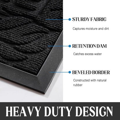 Yimobra Welcome Mat Outdoor 29.5x17, Waterproof Non-Slip Outdoor Mats for Front Door Outside Entrance, Low-Profile Entryway Mat Indoor for Garage Patio, Black