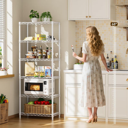 Golpart 4 Tier Adjustable Storage Shelves Metal Utility Shelf Wire Shelving Unit Organizer Rack for Home Kitchen Office Bathroom Pantry Room 12" D x 18" W x 44" H
