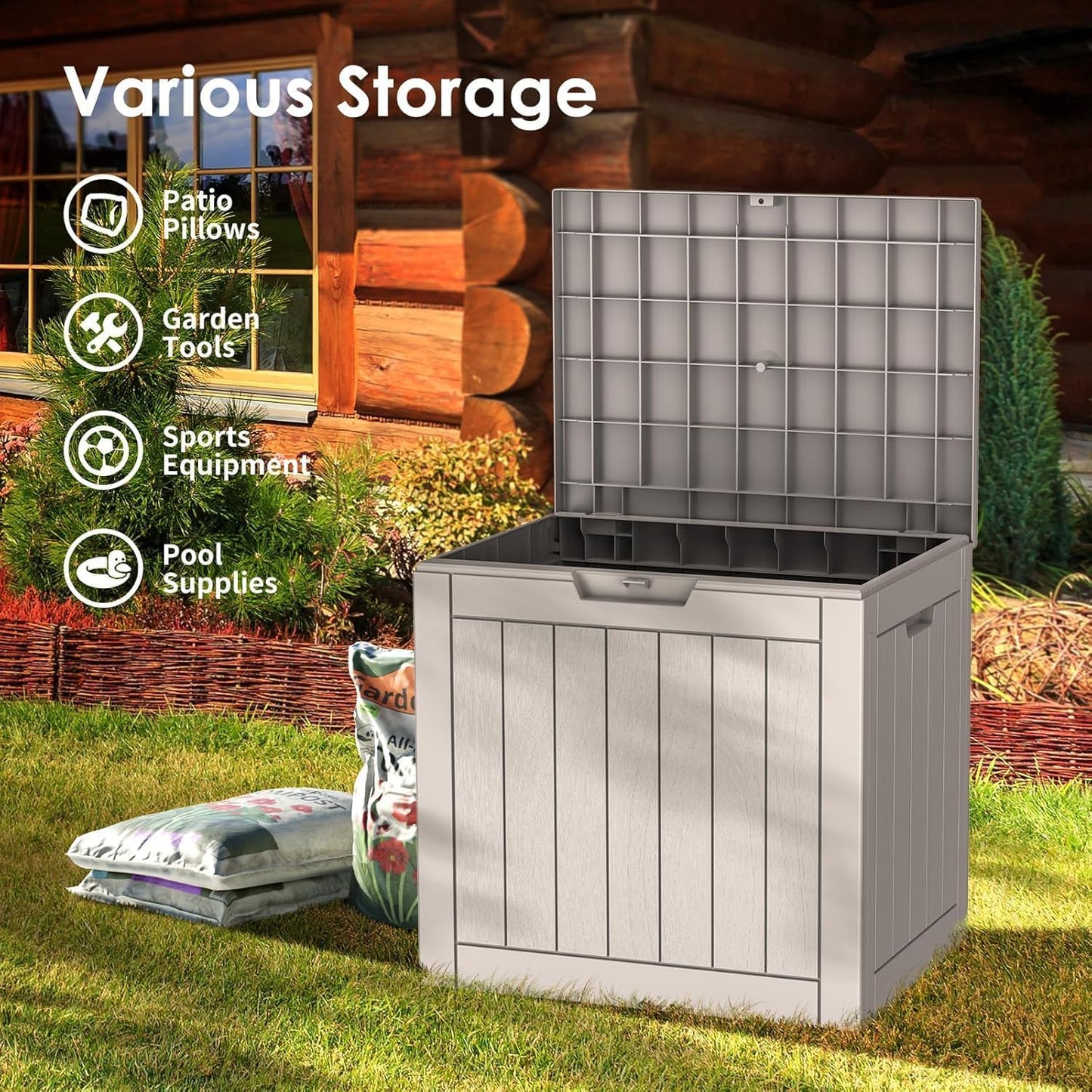 320 Gallon Outdoor Storage Box, Extra Large Waterproof Resin Deck Box with Lockable Lid Storage Bin for Patio Furniture Cushion, Garden Tools, Pool Accessories, UV-Resistant Outside, Black