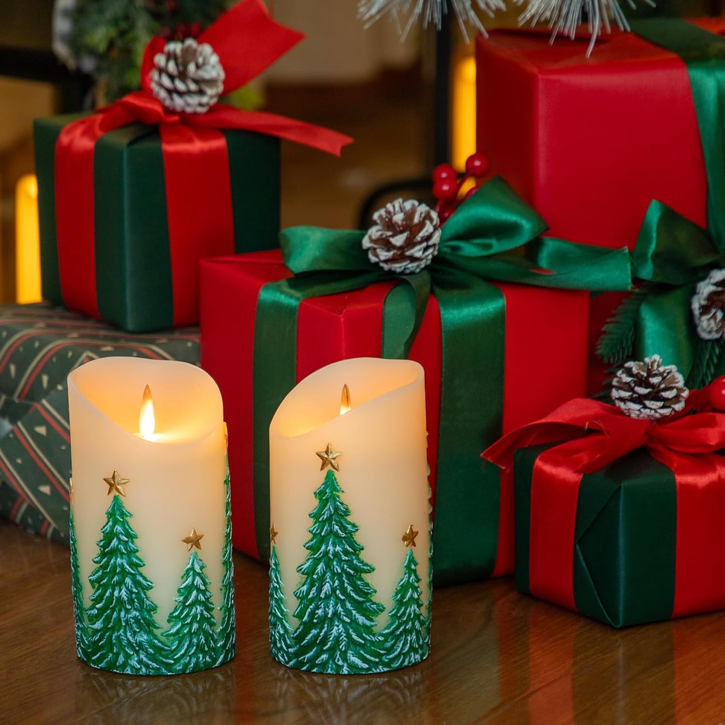 White Flameless Candles Set of 3 (3"x3") Battery Operated LED Pillar Candles with Remote and Timer, Real Wax Flickering Candles for Fireplace Bedroom Living Room Home Decor and Indoor Use