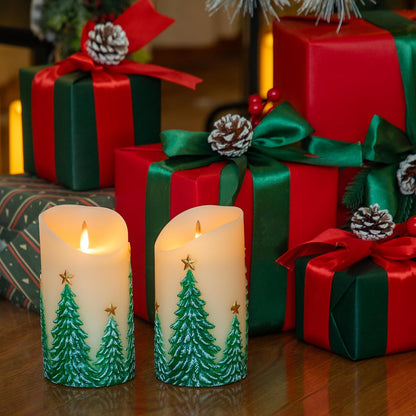 White Flameless Candles Set of 3 (3"x3") Battery Operated LED Pillar Candles with Remote and Timer, Real Wax Flickering Candles for Fireplace Bedroom Living Room Home Decor and Indoor Use