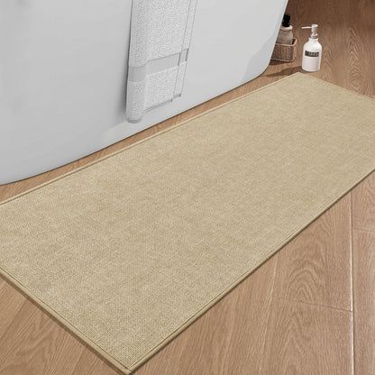 chakme Bathroom Rugs Mat 24x17, Ultra Thin Non Slip Bath Mat Small Quick Dry Absorbent Bath Mat for Bathroom Floor, (Dark Beige, 24"x17")