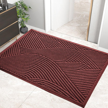 HIYARD Sturdy Front Door Mat, Absorbent Muddy Dirt Resist Welcome Door Mats Outdoor Indoor, Stain and Fade Resistant, Non-Slip Backing Entry Mat Low Profile Doormat for Entryway, 29×17, Beige