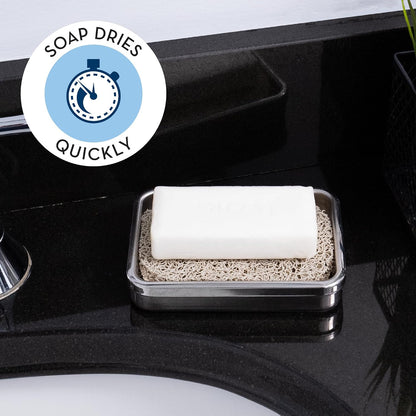 S&T INC. Bar Soap Holder for Kitchen, Bathroom, and Soap Dish, 4 Pack, White, 2.9 inches by 4.4 inches