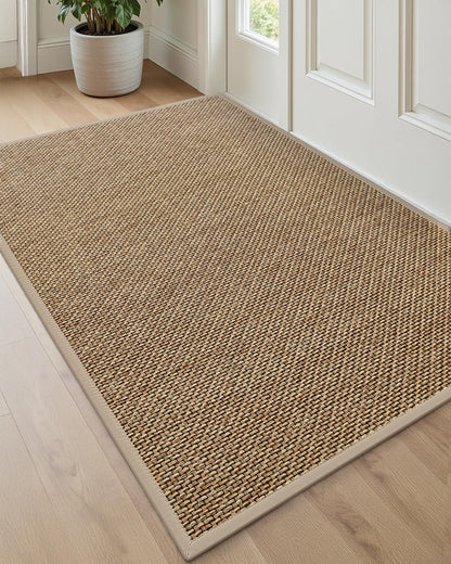 DEXI Ultra Thin Entryway Indoor Door Mat 24x36, Non Slip Rubber Backing Inside Entry Mat, Low Profile Easy Clean Dirt Trapper Doormat for Inside Entrance Patio, Beige