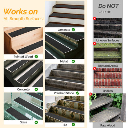 KOOTETA Stair Treads for Wooden Steps Indoor, 15 Pack 8" X 30" Non Slip Carpet Stair Treads with Reusable Adhesive for Kids Elders and Dogs, Surface Polyester TPR Backing Stair Runner Rugs, Dark Grey