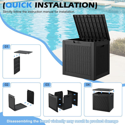 35 Gallon Outdoor Storage Box, Waterproof Resin Deck Box with Lockable Lid – Storage Cabinet for Patio Furniture, Pool Supplies, Garden Tools – Indoor & Outdoor Use