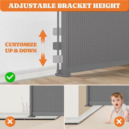 Pawtners Retractable Baby Gates Extra Wide, 41" Tall Extends up to 71" Wide, Dog Gate Indoor for Stairs, Pet Gate with Support Rods for Doorways Hallways Indoor & Outdoor-Black