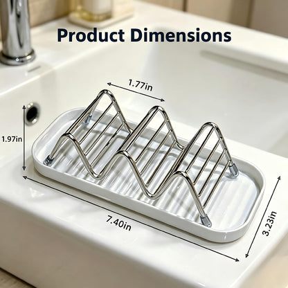 304 Stainless Steel Wavy Soap Dish, Self Draining Shampoo Bar Holder with Removable Drip Tray, Rustproof Quick Dry Bar Soap Organizer for Shower Bathroom Kitchen, Holds 2-3 Bars, 1 Pack