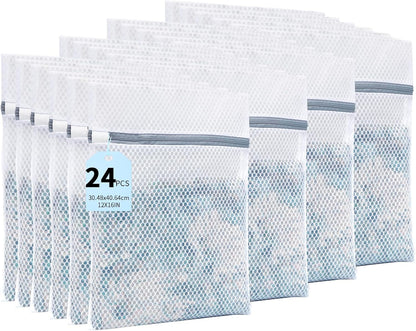 Laundry Bags Mesh Wash Bags for Delicates with Strong Zipper,Upgraded Honeycomb and Fine Mesh Design Delicate Laundry Bag for Clothes, Bras and Socks&Travel Organization (12X16IN, 12PCS)