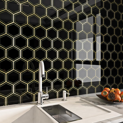 FunStick Dark Green Peel and Stick Backsplash Tile Stickers for Kitchen 12"x12" 3D Hexagon Self Adhesive Wall Tiles Peel and Stick Backsplash Stick on Tile for Bathroom Shower RV Waterproof 5 Sheets
