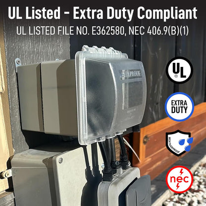 Sealproof 2-Gang Weatherproof In Use Outlet Cover | Two Gang Outdoor Plug and Receptacle Protector, Lockable, UL Extra Duty Compliant, 45 Configurations