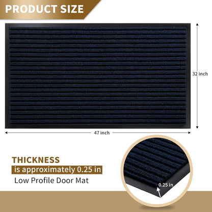 Yimobra Welcome Mat, Heavy Duty Sturdy Door Mats for Home Entrance Outdoor Indoor, Front Doormat for Outside Patio Floor Entry Porch Garage Office, Waterproof, Low Profile, 29.5x17, Black Grey