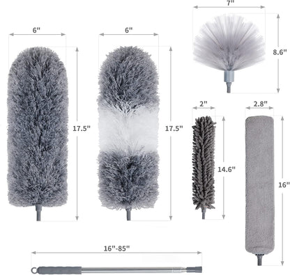 BOOMJOY Microfiber Feather Duster with Extendable Pole and Bendable Head, 100" Telescoping Duster for Cleaning Ceiling, Fan, Furniture