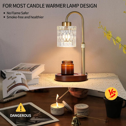 MEIXISUE Candle Warmer Lamp with Timer and Dimmer,Electric Gold Light Gifts for Women Melt Wax Warmer Lamp with 2 Bulbs for Candle Jars House Warming New Home Decor Bedroom