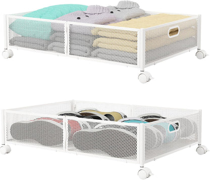 Under Bed Storage, Under the Bed Storage Containers with Wheels, Under Bed Shoe Storage Organizer Drawer for Bedroom Clothes Shoes Blankets -2Pack