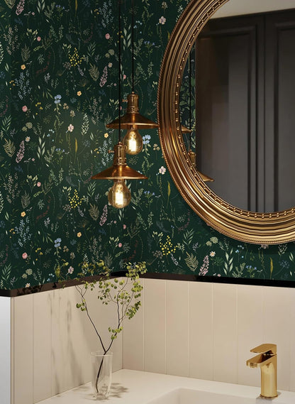 Dimoon 17.3''x78.7'' Vintage Peel and Stick Wallpaper Boho Beige Neutral Contact Paper White Floral Bird Wallpaper Removable Botanical Renter Friendly Modern Wall Paper Bedroom Bathroom Vinyl Roll