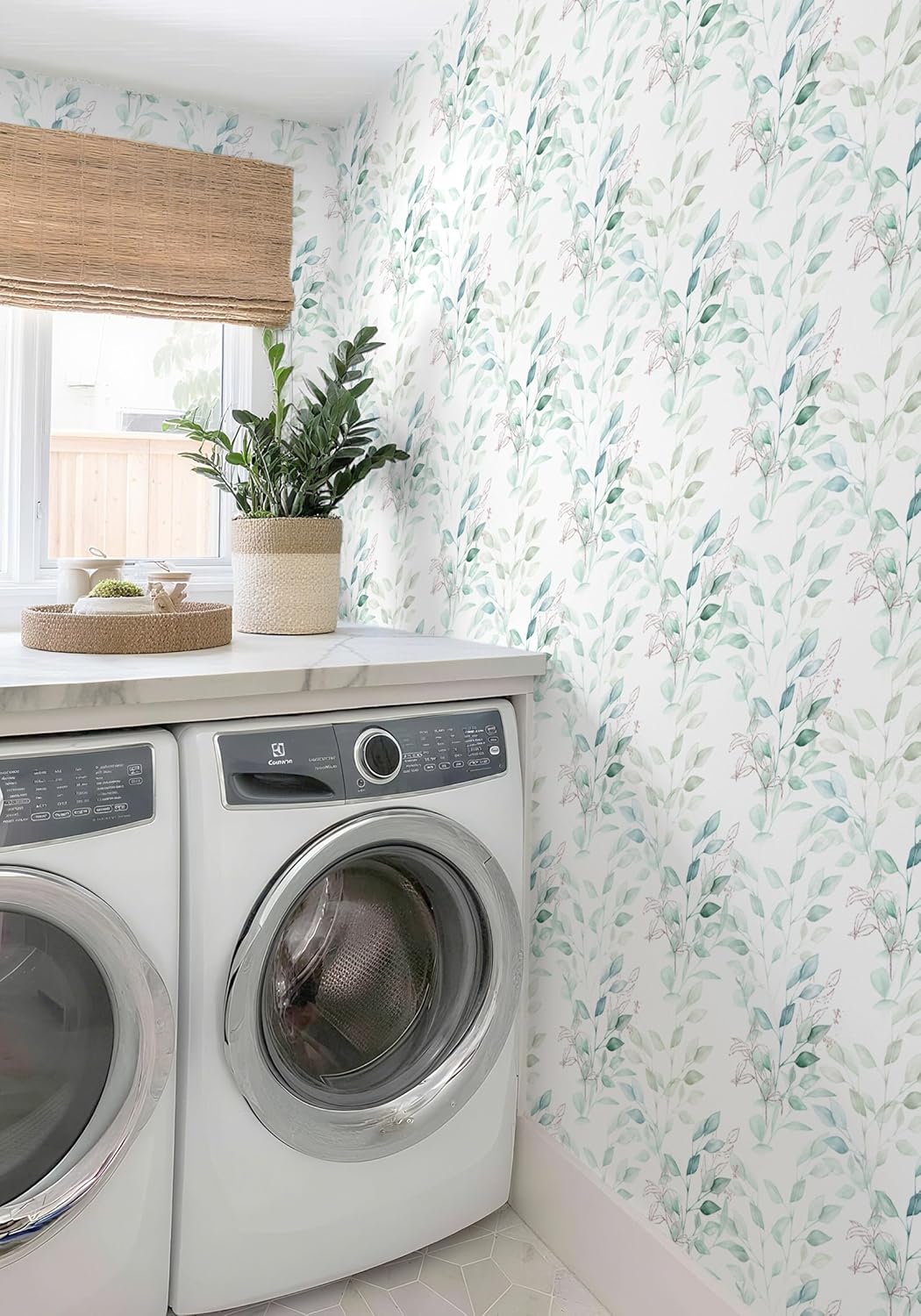 HeloHo Peel and Stick Wallpaper Blue Floral Leaf Wall Paper Self Adhesive Removable Thicken Waterproof Contact Paper for Bathroom Bedroom Living Room Decor Renter Friendly Wallpaper 15.35" X 78.7"