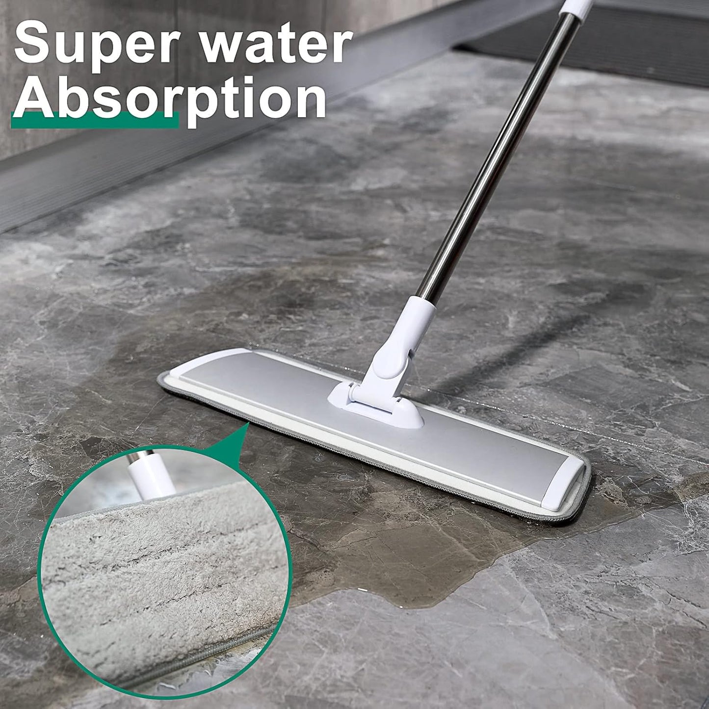 18" Professional Microfiber Mop Floor Cleaning System, Flat Mop with Stainless Steel Handle, 4 Reusable Washable Mop Pads, Wet and Dust Mopping for Hardwood, Vinyl, Laminate, Tile Cleaning