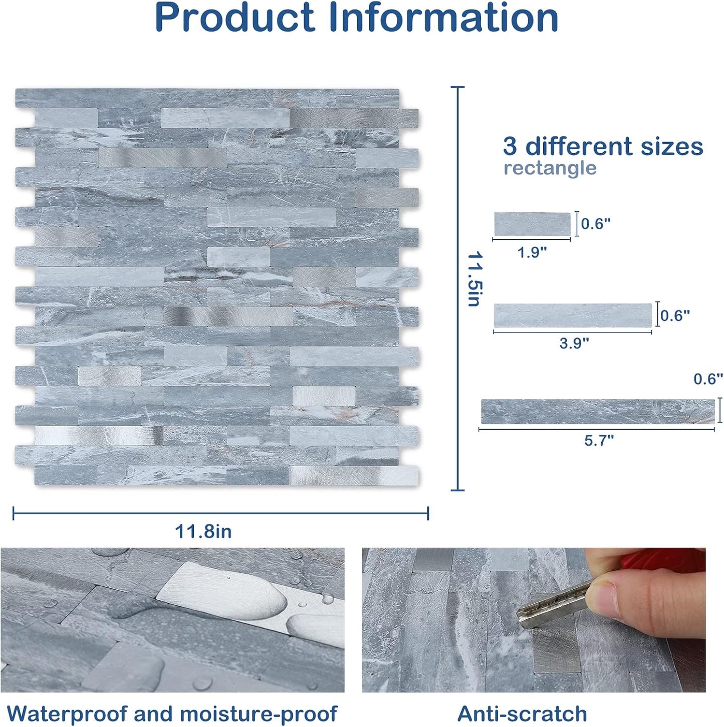 Midcard 10 Sheets Peel and Stick Backsplash PVC Wall Tile,for Kitchen Backsplash