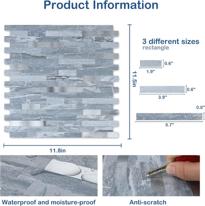 Midcard 10 Sheets Peel and Stick Backsplash PVC Wall Tile,for Kitchen Backsplash