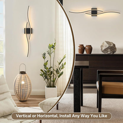 Battery Operated Wall Sconce Set of 2, Dimmable Modern LED Wireless Wall Light with Remote Control, Sconce Wall Decor for Living Room, Hallway, Quick Install, No Electrician Required