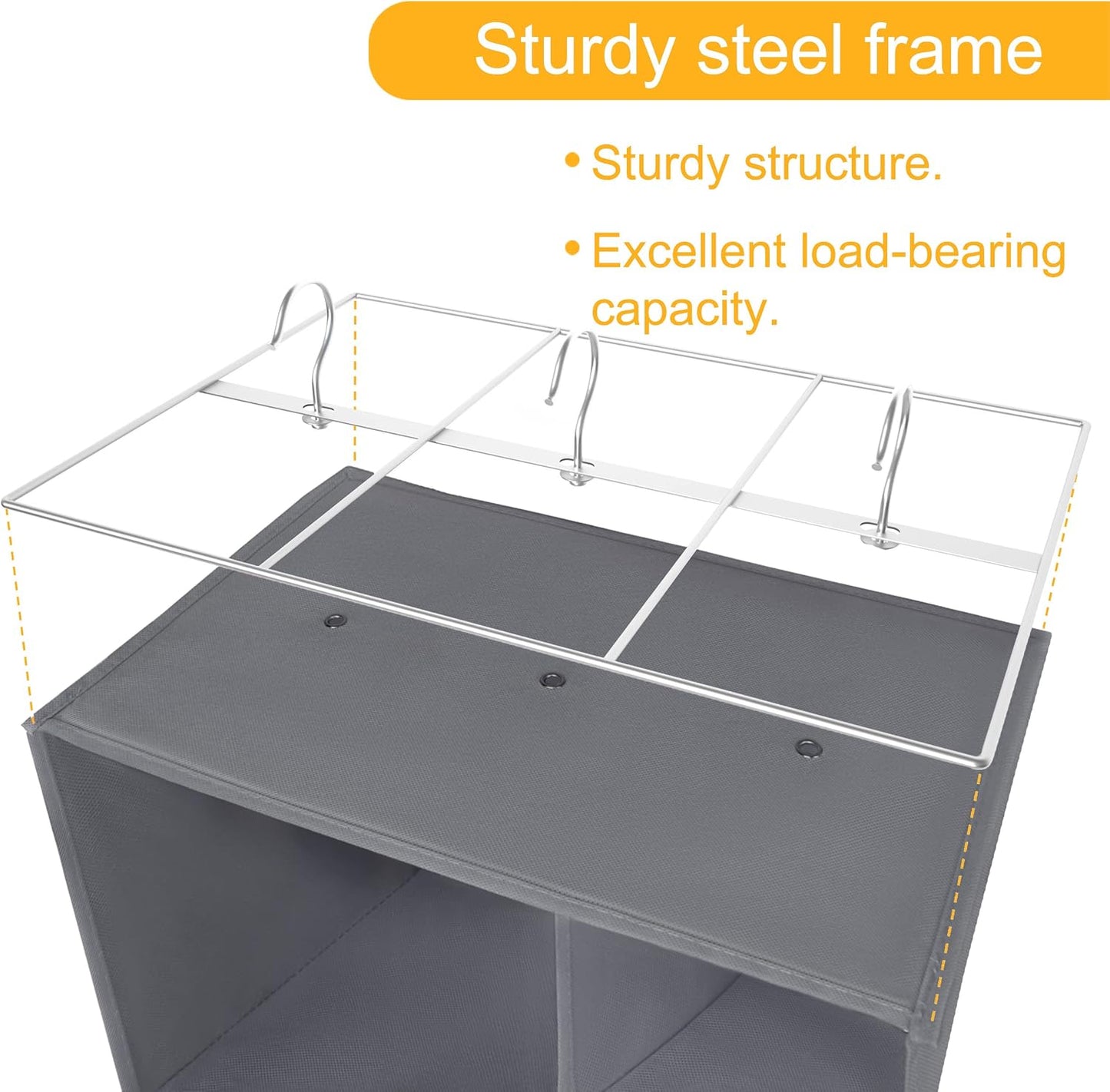 Libeder Shoe Organizer for Closet, 15 Shelf Hanging Closet Storage Shelves - 10 Shoe Rack Organizer and 5 Compartment for Clothes with 6 Side Mesh Pockets for Scarves Socks,Gloves, Grey