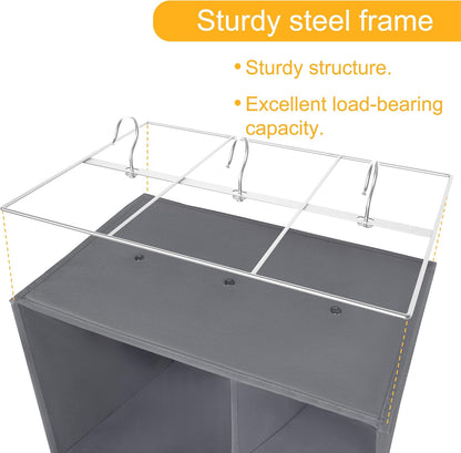 Libeder Shoe Organizer for Closet, 15 Shelf Hanging Closet Storage Shelves - 10 Shoe Rack Organizer and 5 Compartment for Clothes with 6 Side Mesh Pockets for Scarves Socks,Gloves, Grey
