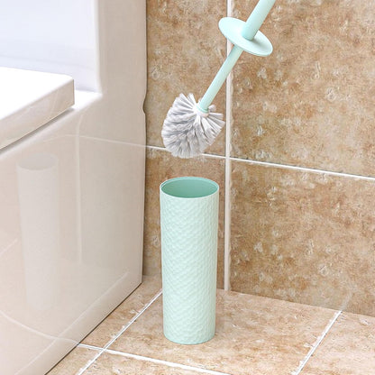 Topsky 2 Pack Compact Toilet Brush & Holder Set, Plastic Round Barrel Loo Brush with 2 Replacement Toilet Brush Head, Durable for Bathroom Toilet, Gray