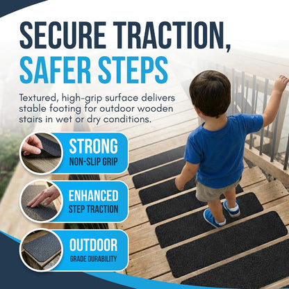 Clear Non Slip Stair Treads for Wooden Steps Indoor (20 Pack) - 30” x 6” Wide Transparent Peel and Stick Stair Treads Non Slip, Indoor Safety Strips for Wood Stairs, Stair Grips for Elderly and Pets