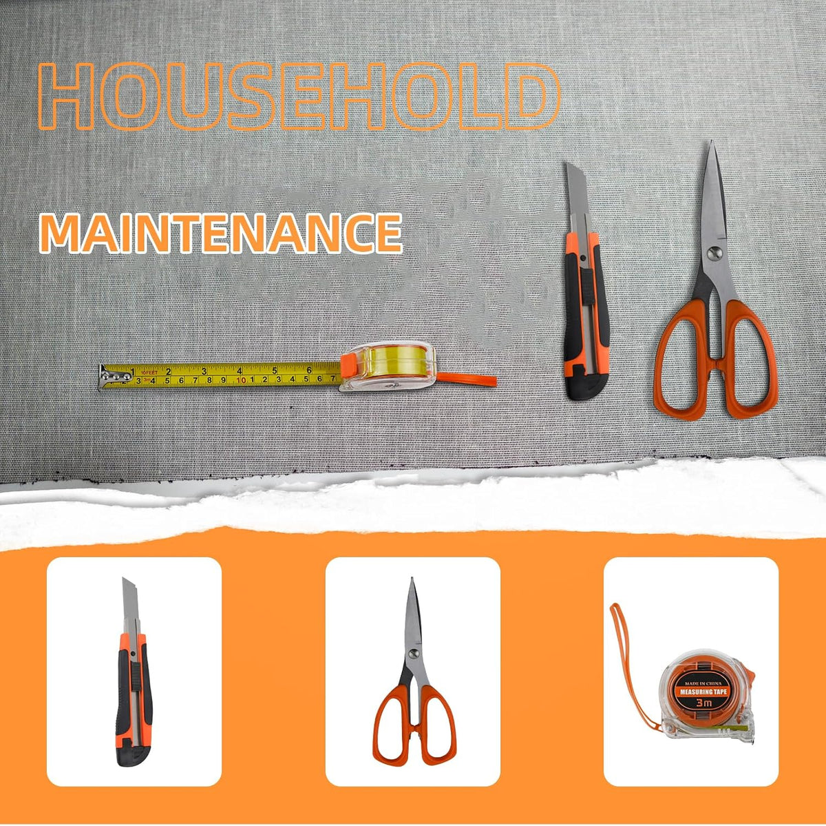 Tool Kit Basic Home Repair Tool Set,General Household Tool Kit with Plastic Tool box,Perfect for Outdoor working,Office & College Dorm.Tools mainly include hand saw,wrench,hammer,Screwdriver