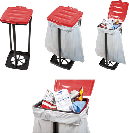 Wakeman Heavy Duty Black Trash Bag Portable Trash Bag Holder Stand with 7 Bags - Collapsible Trash Can Camping, RV, Kitchen, or Tailgate Party Garbage Bag Holder