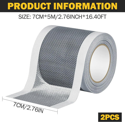 2PCS Screen Tape Mesh Repair, Self-Adhesive Window Screen Repair Tape Patch Kit, Breathable Mesh for Home (3inchx16.4ft)