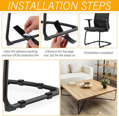Yuanchu 24 Pcs Wrap-Around Felt Furniture Pads with Hook and Loop Fasteners Non-Slip Chair Bottom Floor Protectors Bar Stool Leg Glides Protector Patio Furniture Feet Wrap