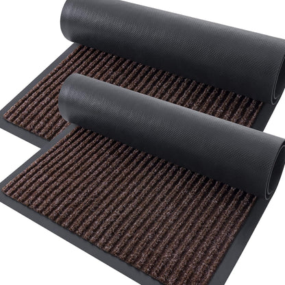 OLANLY Front Door Mat Indoor Outdoor Entrance, 2-Pack 29.5 x 17 Inch, Waterproof Heavy Duty Doormat, Fade Resistant, Low Profile, Easy Clean Patio Porch Welcome Floor Mats for Entry, Grey