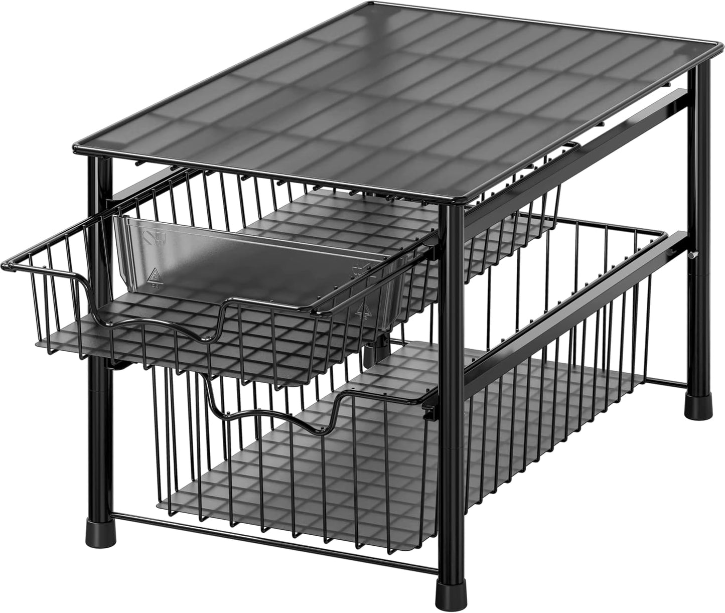 Simple Houseware Stackable 2 Tier Sliding Basket Organizer Drawer, Chrome