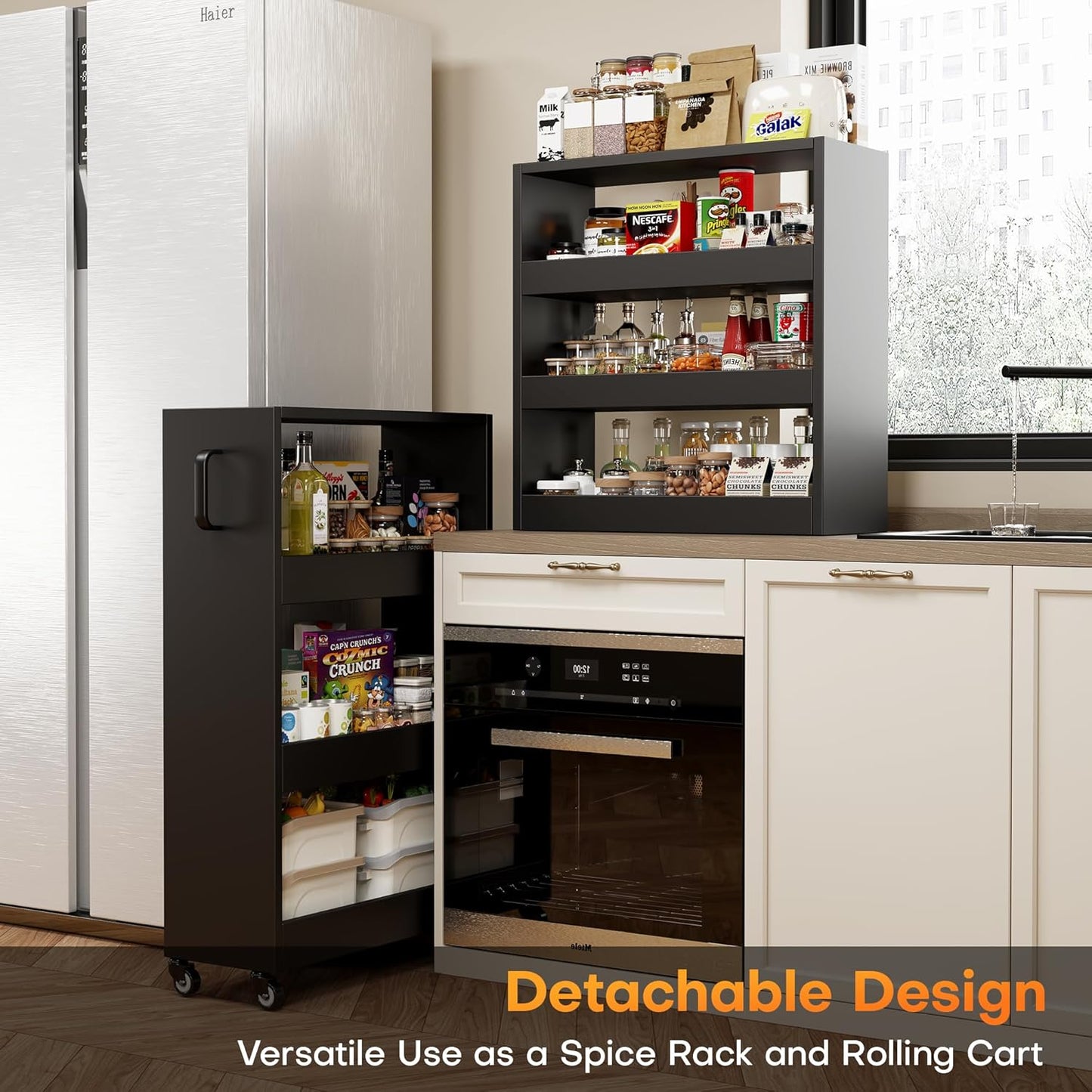 Slim Storage Cart, Lightweight 6 Tier Metal Rolling Utility Kitchen Cart on Wheels, Mobile Storage Shelving Unit Organizer for Bathroom Laundry Office Narrow Places (White, 6" D)