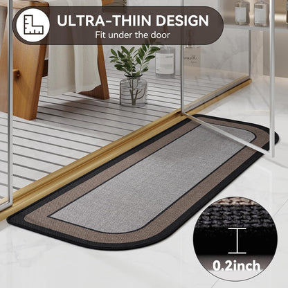 YDKGL Ultra Thin Bathroom Rugs Mat Quick Dry Absorbent Non Slip Bath Mat Bath Mats for Bathtub Mat Bathroom Carpet Fit Under Door Washable Floor Rubber Half Round Bath Rugs Grey 16x24