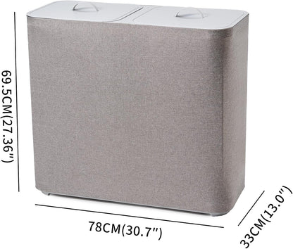 150L laundry hamper with lid, Large-sized Laundry Baskets, Portable 2 Dividers Dirty Clothes Basket with Handles, for Bedroom Laundry Room Closet Bathroom College, Grey
