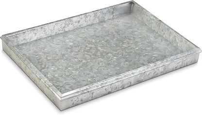 Good Directions 20″ x 14″ Decorative Squares Design Metal Boot Tray – Galvanized Steel with Copper Finish, Multi-Purpose Shoe, Plant & Pet Bowl Tray
