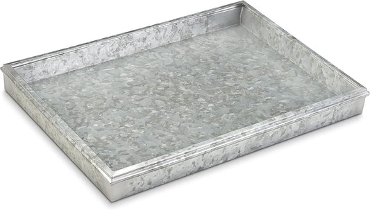 Good Directions 20″ x 14″ Decorative Squares Design Metal Boot Tray – Galvanized Steel with Copper Finish, Multi-Purpose Shoe, Plant & Pet Bowl Tray