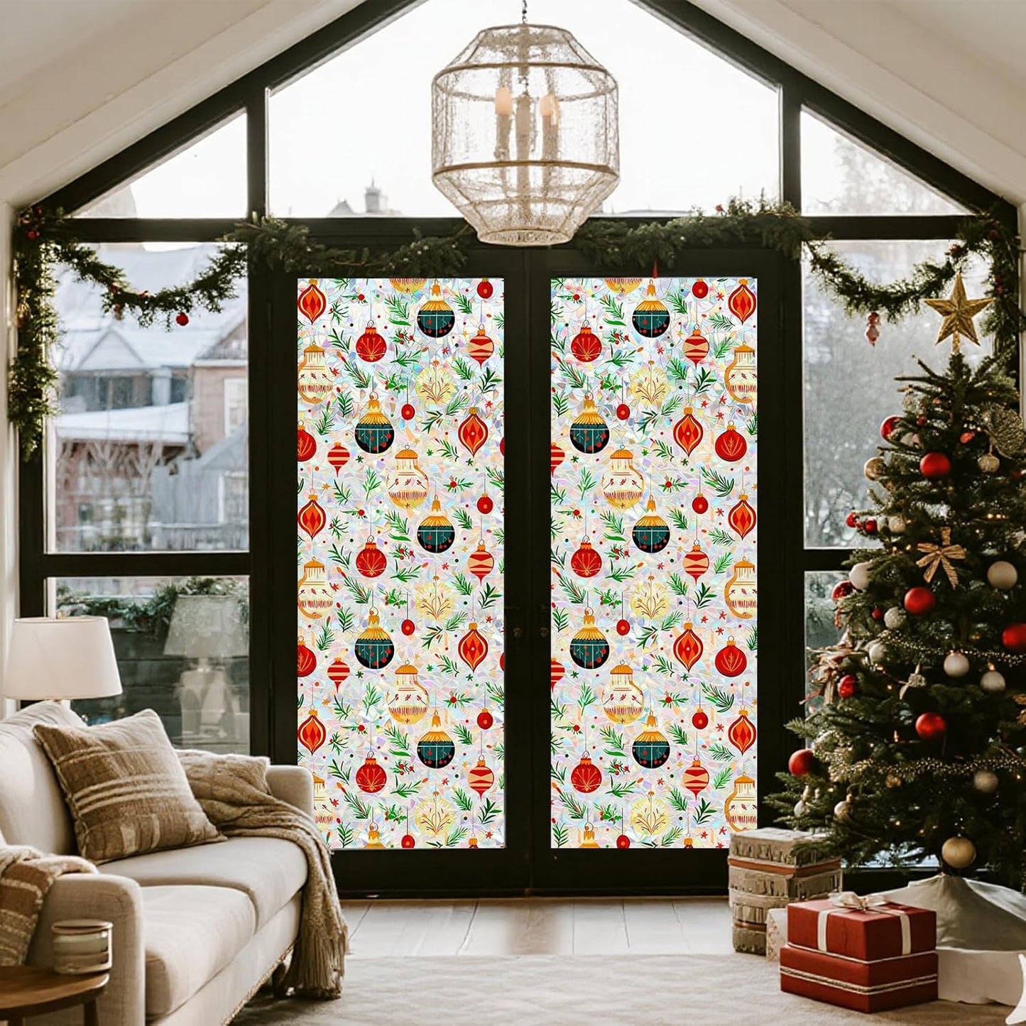 SOMWISE Frosted Glass Window Film, Heat Insulation, UV Block, Anti-Glare, One Way Privacy Tint, Static Cling for Home Bathroom Door, Renter Friendly, Day & Night Privacy