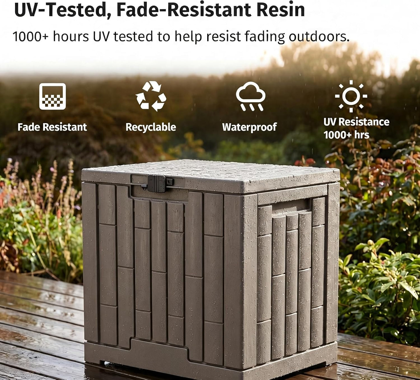 LAUSAINT HOME 320 Gallon Resin Deck Box, Package Delivery Box with Lockable Lid, Waterproof Outdoor Storage Box For Garden Tools, Patio Cushions(320 Gallon,Black)