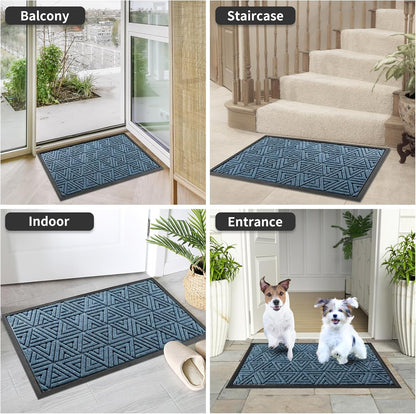 Yimobra Front Door Mat Outside Entrance 29.5x17, Waterproof Heavy Duty Outdoor Mats for Front Door, Non Slip Rubber Entry Mat for Garage Patio Indoor, Grey