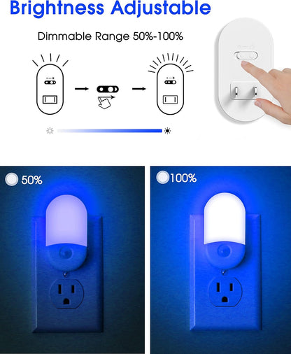 L LOHAS LED Night Lights Plug into Wall, [2 Pack] LED Dimmable Night Light with Light Sensors, 30/60LM Adjustable Brightness Nightlights, Soft White 3000K Automatic Night Light for Kid, Hallway