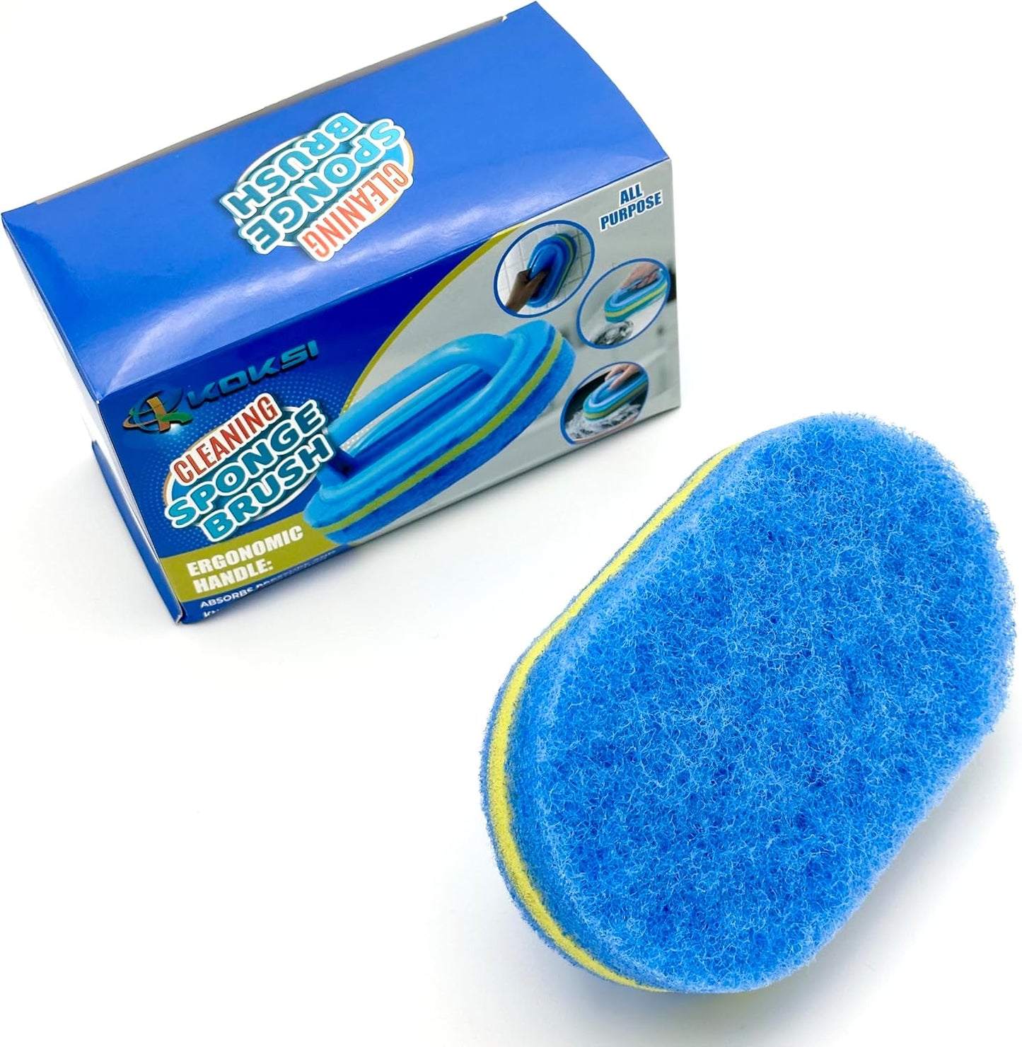 Tile Tub Scrubber Brush with 5 Different Function Cleaning Heads and 51" Extendable Long Handle Non Scratch Shower Scrubber for Cleaning Bathroom Kitchen Toilet Wall Bathtub