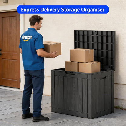 320 Gallon Outdoor Storage Box Resin Deck Box All Weather Waterproof Large Lockable Storage Container Deck Box for Patio Furniture, Garden Tools, Lockable, Black