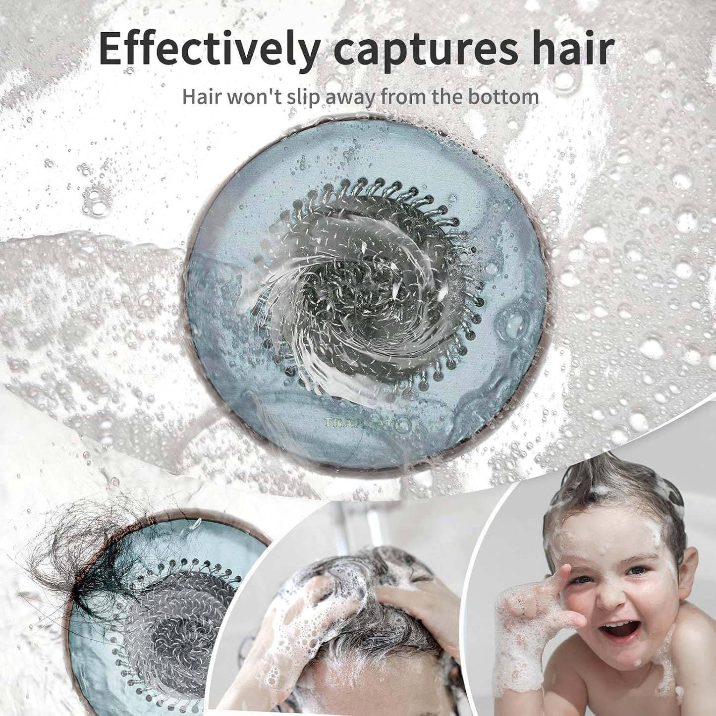 TRAPMATE Shower Drain Hair Catcher, 4.4" Easy Clean Bathtub Drain Hair Catcher, Anti-Slip Bath Tub Drain Protector, Upgraded 304 Stainless Steel Shower Sink Drain Cover for Bathroom (Patented Product)
