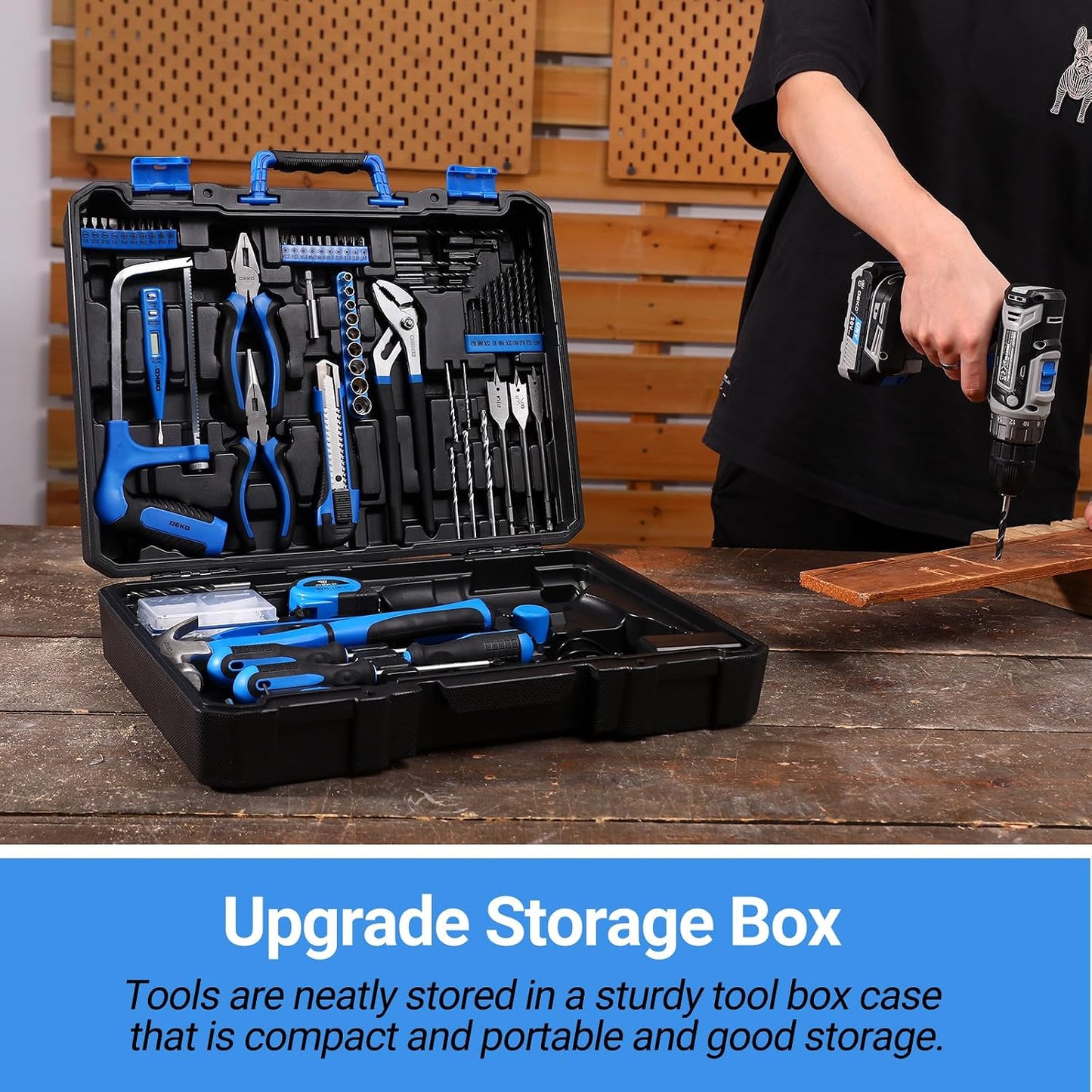 Cordless Drill Tool Kit Set: 20V Power Drill Tool Box with Battery Electric Drill Driver for Men Home Hand Repair Basic Toolbox Tools Sets Drills Case