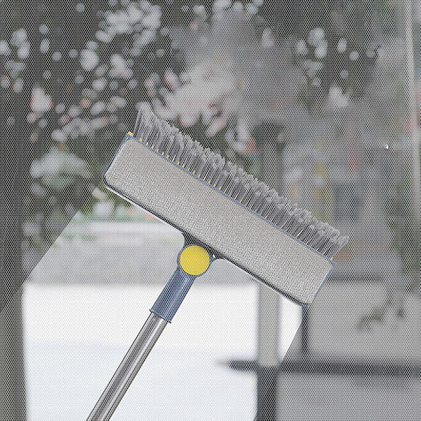 2-in-1 Window Screen Cleaning Brush, Double-Sided Mesh Cleaner Tool for Screens, Patio, Porch, Door and Window, Dry & Wet Use, Small Handheld Screen Brush for Dust and Grime (White & Gray)